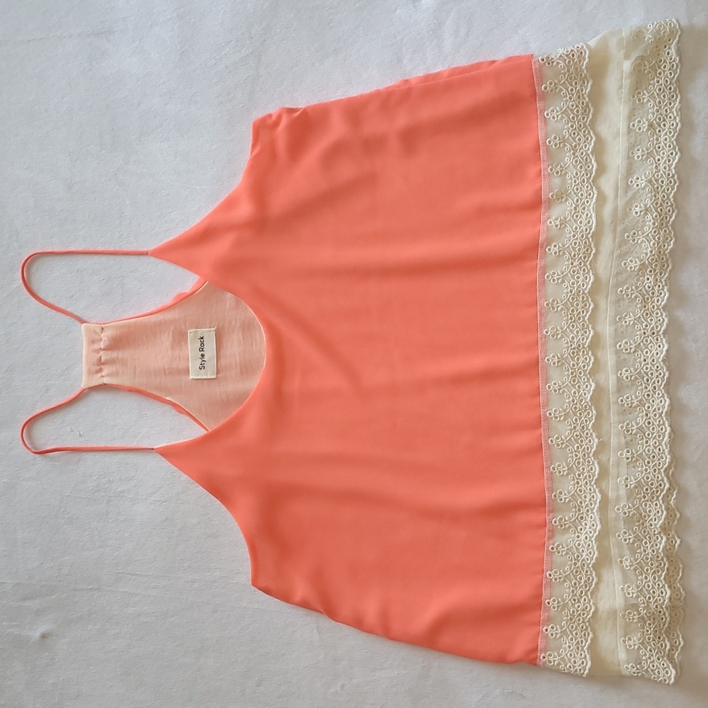 Boutique lace trim cami tank top